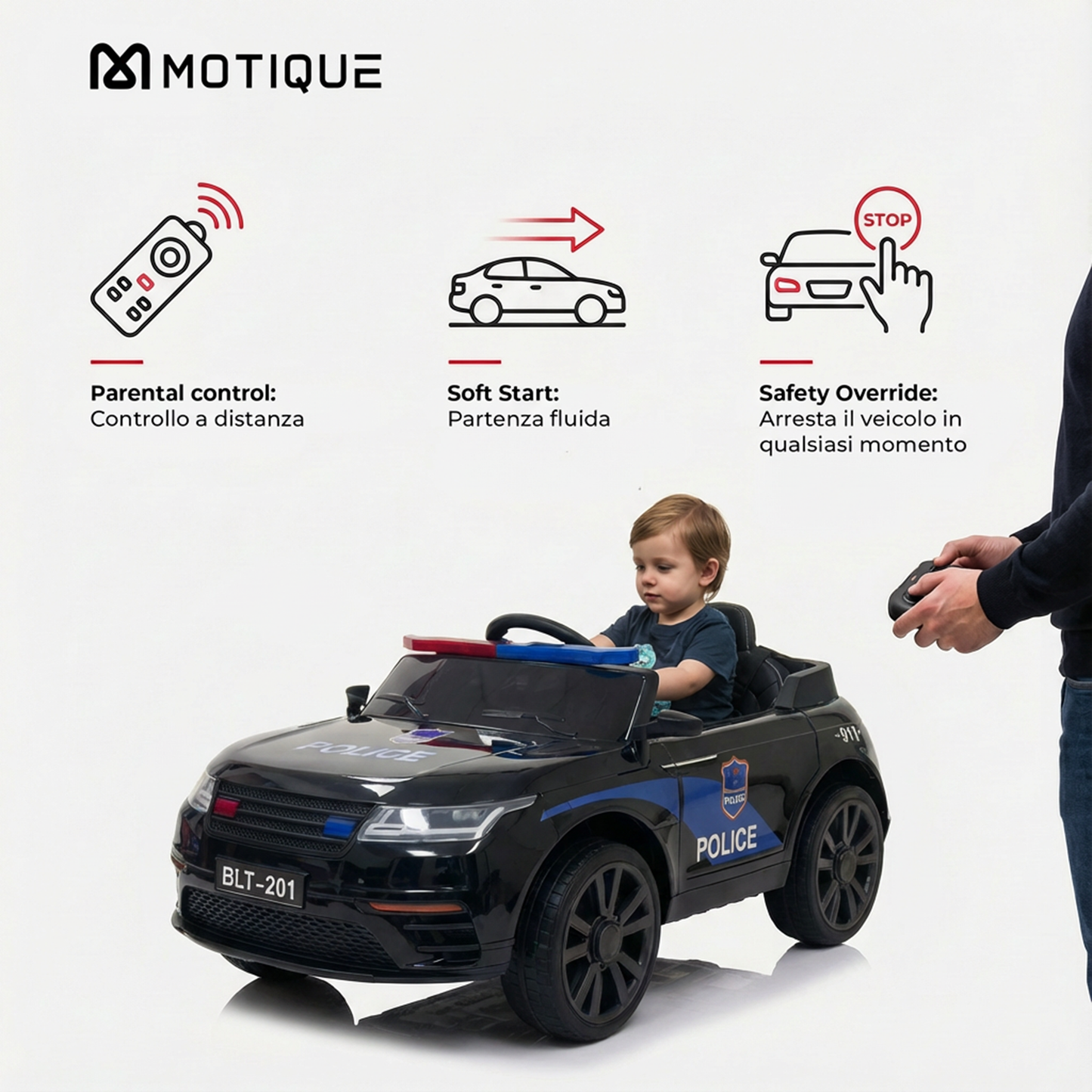 Auto Police elettrica bambini - vista laterale