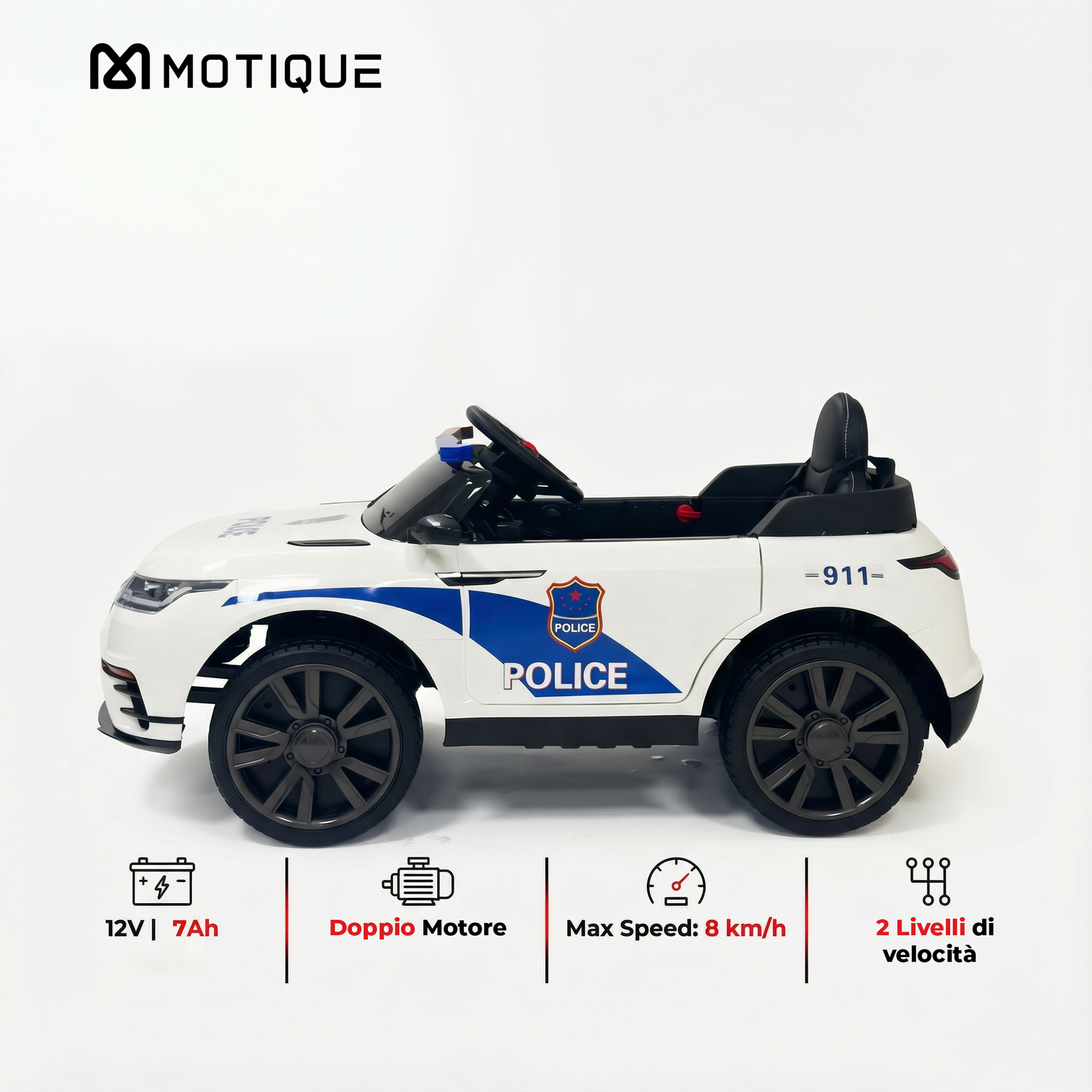 Auto Police elettrica bambini - vista posteriore