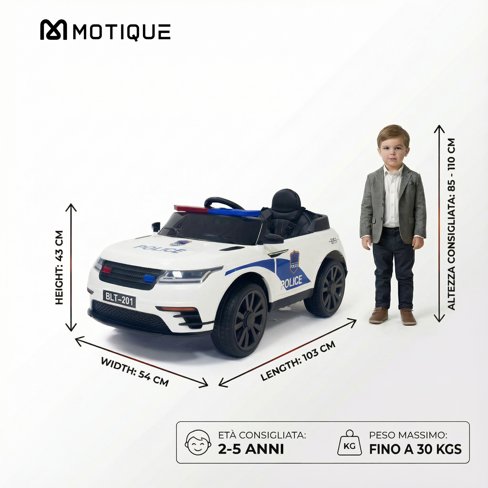 Auto Police elettrica bambini - dettaglio interni